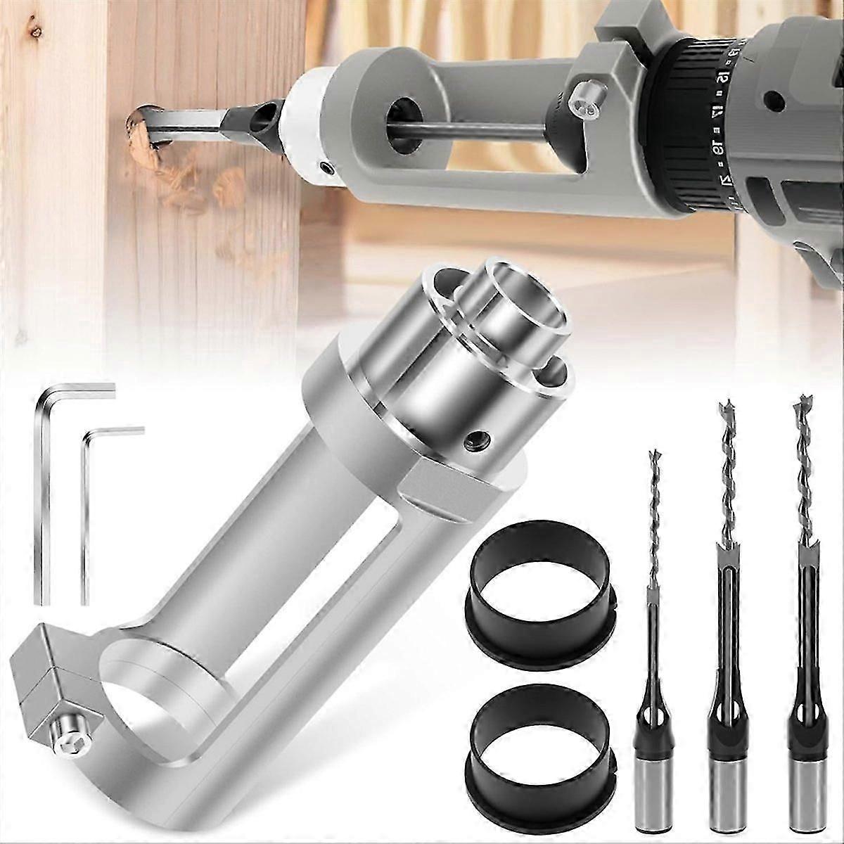 Square Hole Drill Bit Adapter with Drill Bits, Mortising Attachment
