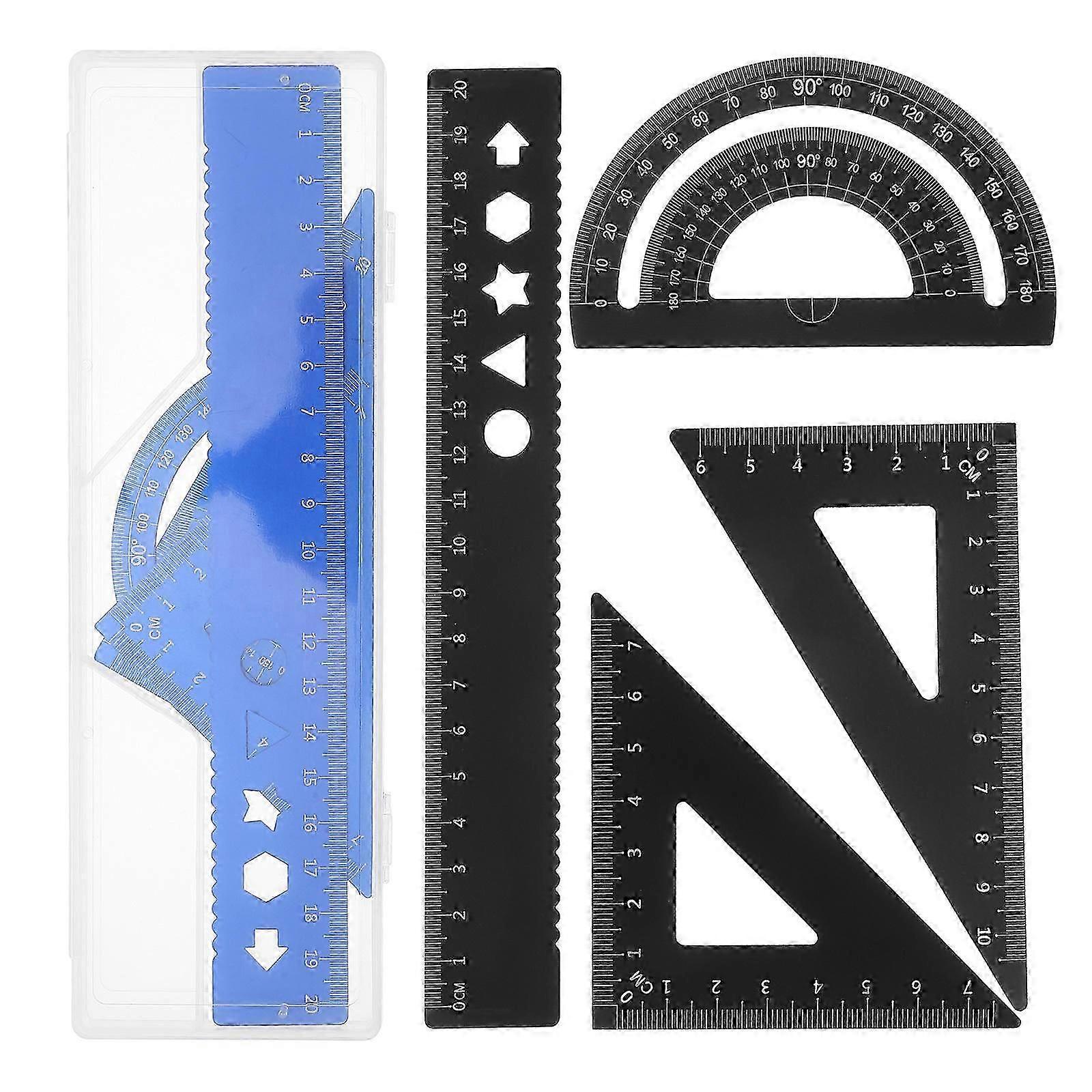 Geometry Ruler Set Metal Drawing Ruler for Precise Drafting 8Pcs
