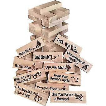 48 stuks Blokkentorenspel Koppelstapeltoren met Truth or Dare-vragen en uitdagingenspellen Tumbling Tower Stacking J