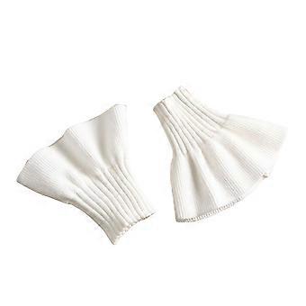 1 Pair Women Wrist Cuffs Knitted Elastic Anti-slip Ruffle Keep Warm Wrist Decoration Solid Color Princess Fake Cuffs Photography Prop