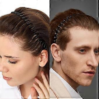 15 PCS Fashion Teeth Metal Headbands - Black Wavy Hair Bands Non-slip Unisex Sports Hairband for Men, Women Black