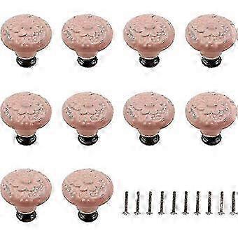 Decorative Ceramic Drawer Knobs - 10 Pack (Pink)