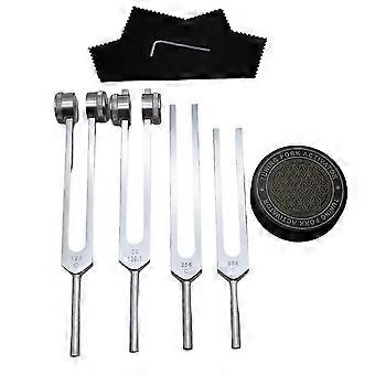 Stimmgabeln für Heilset 128Hz, 136Hz, 256Hz, 384Hz & Hockey Puck Aktivator für Heilung, Klangtherapie, Körper halten