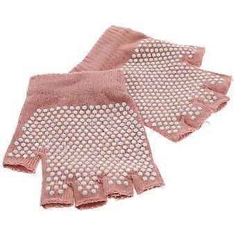 1 paio di guanti antiscivolo a mezze dita in maglia per esercizi yoga, accessori per allenamento, guanti da yoga per fitness (rosa)