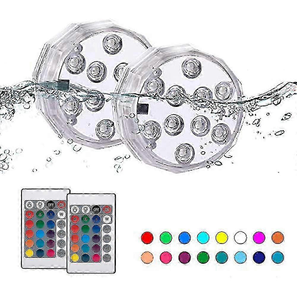 Submersible Led Lights, Waterproof Lights,2led Lights+2 Remote Control
