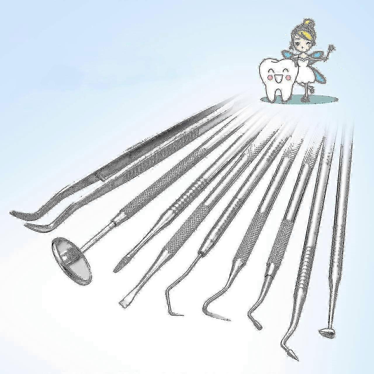 Ensemble de 8 instruments dentaires en acier inoxydable