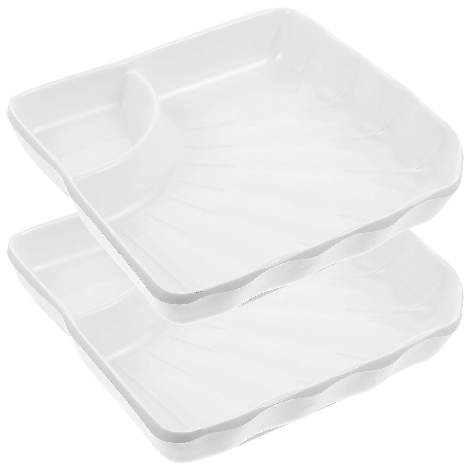 White Dumpling Plate with Sauce Dish for Serving 2Pcs Serving Platter