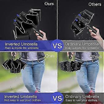 Reinforced Windproof Inverted Umbrella 12 Ribs Auto Open Close Anti-UV Folding Travel Umbrella