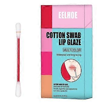 EELHOE 20Pcs/Box Cotton Swab Lip Glaze Moisturizing Long-lasting Non-stick Cup Portable