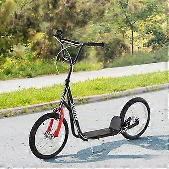 Scooter for children aged 5 and up, kick scooter with pneumatic tires and handbrake, city scooter, stable and safe, black