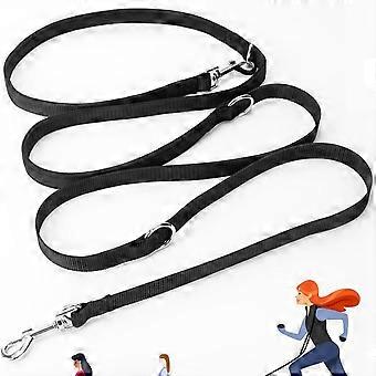 Dog Leash, 2.4 m Adjustable Nylon, Double Leash for Small, Medium or Large Dogs, Hands-Free Leash