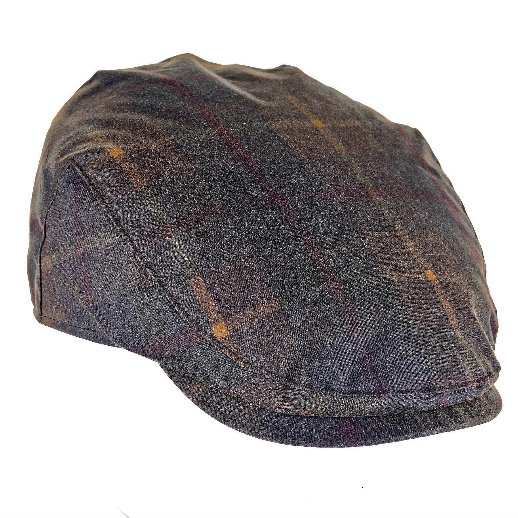 Charles Tartan Wax Flat Cap ZH183 Hunter