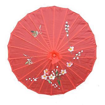 Red Chinese Oil Paper Umbrella 56cm – Handcrafted Bamboo Frame with Silk Finish for Wedding and Photography Props