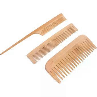 3 Piece Hairdressing Bamboo Comb Set for Wavy Hair and Beards