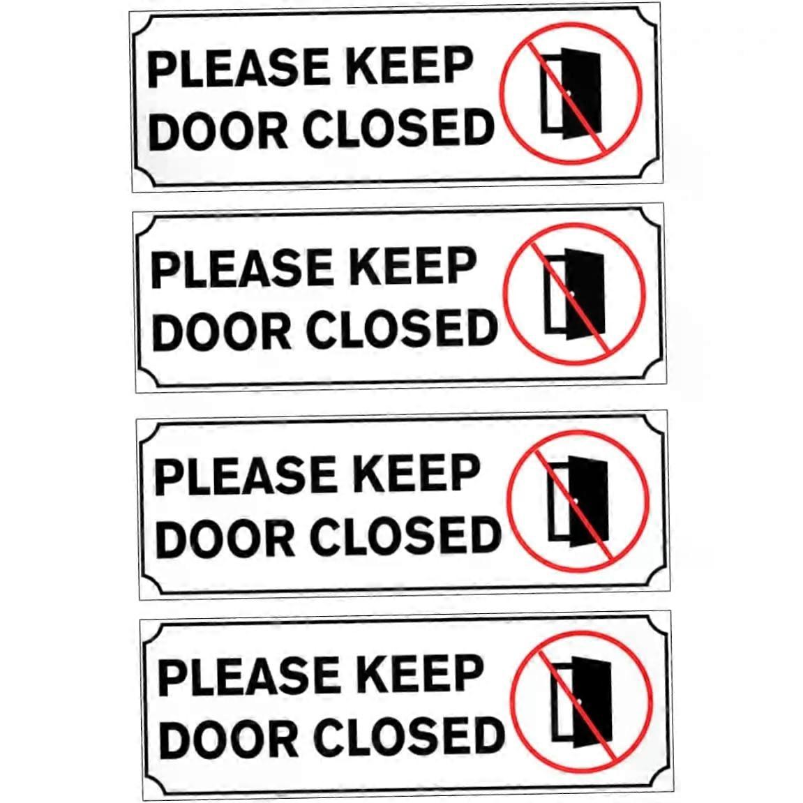 Keep Door Closed PVC Decal Sign 4pcs White