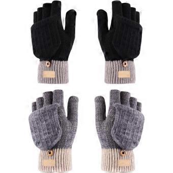 Women's thermal gloves  women's fingerless gloves  fingerless work gloves pairs of women's flip-top gloves  men's warm winter gloves  Black  M