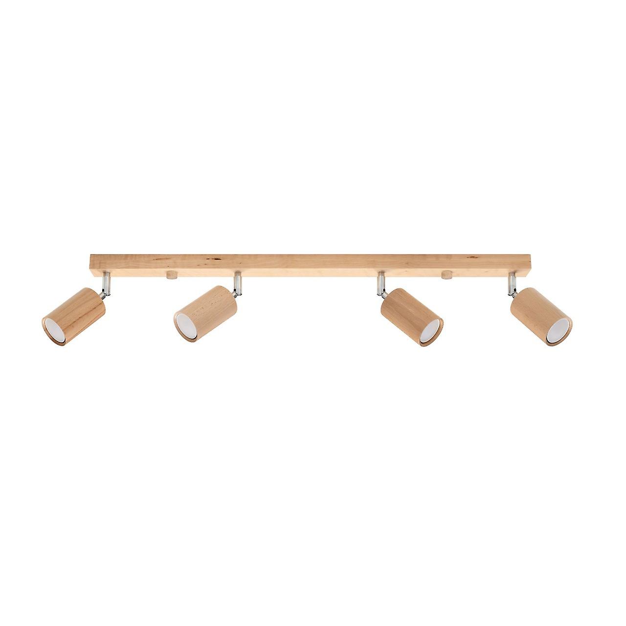 Berg Ceiling 4 Spotlight Bar, Natural Wood, 80cm