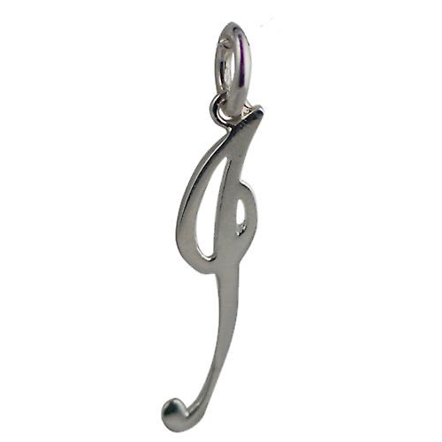 Silver 27x7mm plain Palace script Initial I Pendant