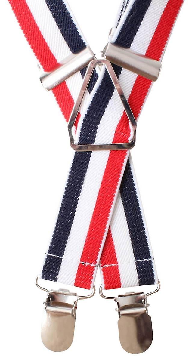 Knightsbridge Neckwear MOD Stripe Clip Braces - Red/Blue/White