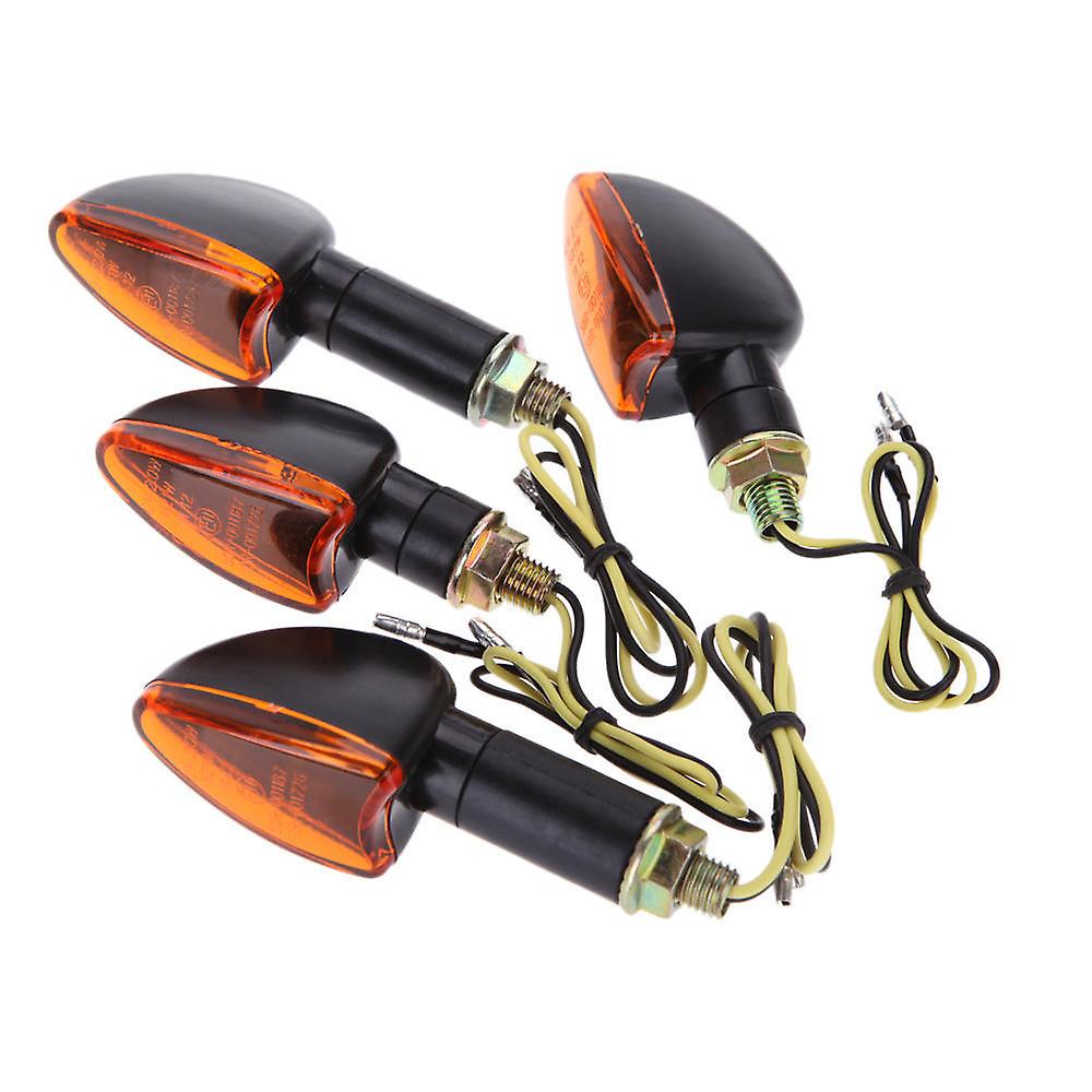 4pcs 12V Motorcycle Light Amber Front & Back Turn Signal Indicator Lamp
