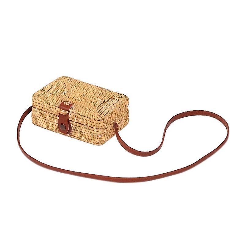 19x13x7cm Sunflower Pattern Handmade Rattan Bag