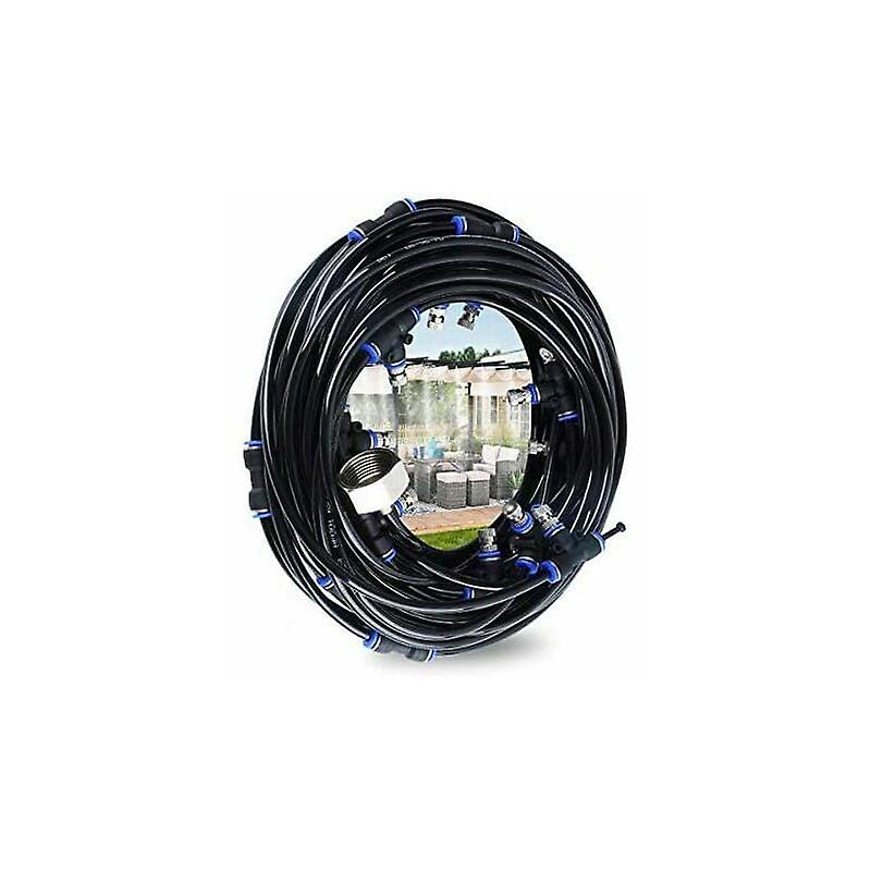 Misting System - 11 10m Hose - Outdoor Fogger - Garden Misting Hose - with 9 Fogger Nozzles, 1 Replacement Nozzles, 1 Cutting Tool