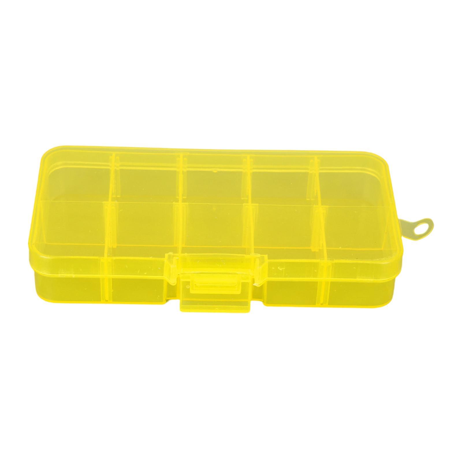 10 Grid Plastic Jewelry Removable Storage Box Beads Earring Container Yellow
