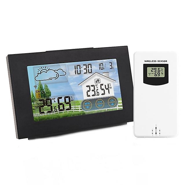 With Sensor Color Touch Screen Alarm Clock Wireless Weather Station Forecast Indoor Outdoor Thermometer Hygrometer