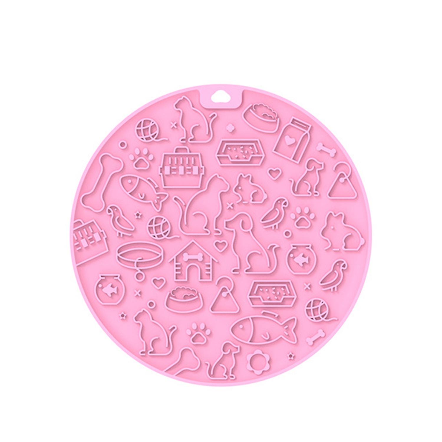 Pet Licking Mat Food Grade Base Pattern Unique Texture Round Shape Flexible Anxiety Reduction Slow F