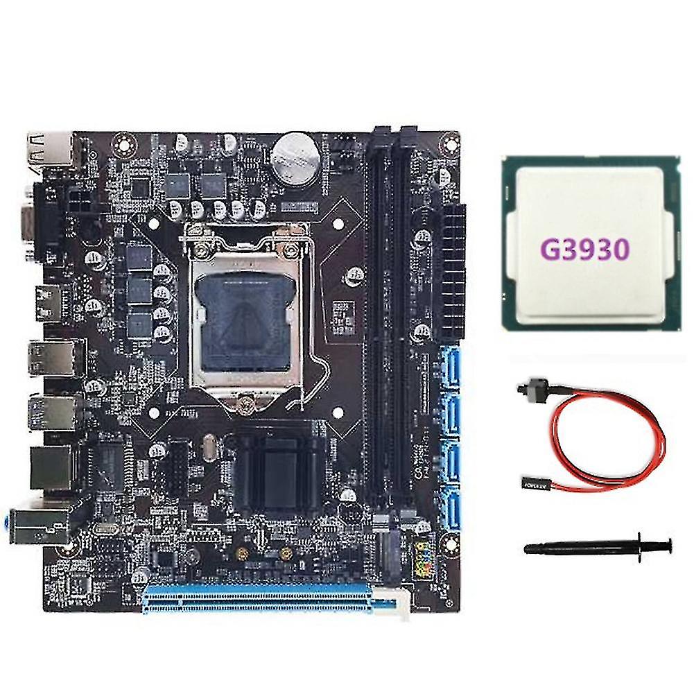H110 Computer Motherboard Supports Lga1151 6/7 Generation Cpu Ddr4 Ram+g3930 Cpu+switch Cable+therm