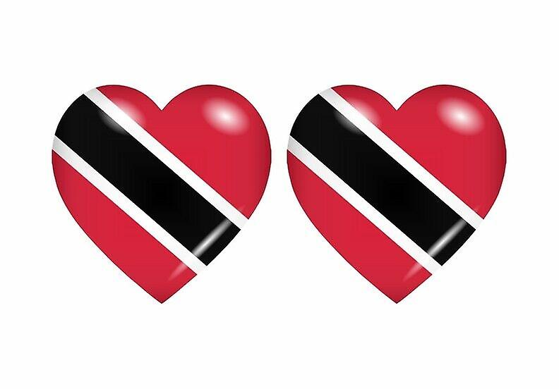 2x Stick sticker heart flag TT trinidad tobago