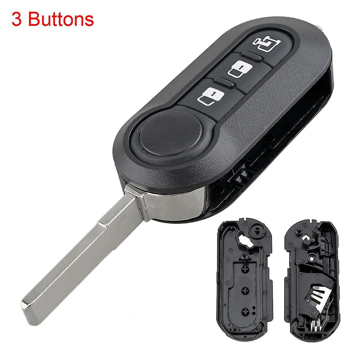 Foldable Car Key Remote Control, Replacement Case, Key Shell, Compatible With Fiat 500, Krasnopunto Bravo, 3 Buttons