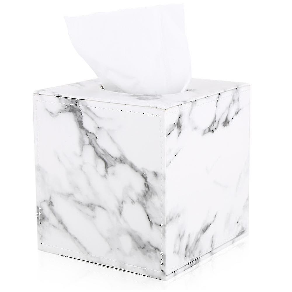 Marble Cube Square Tissue Box Pu Leather Roll Tissue Holder