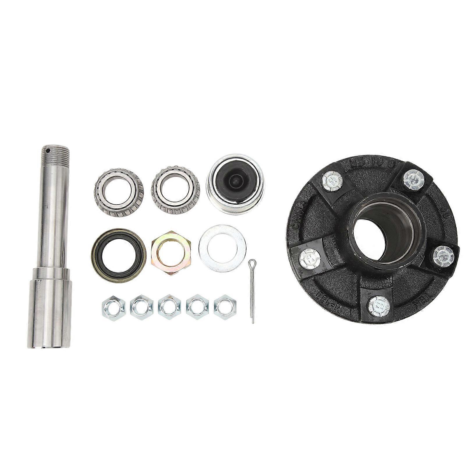 thumbnail interactive-video image 1 of Trailer Axle Kits With 4 On 4 Bolt Idler Hub & 1" Round BT8 Spindle – Choose 2/4/8 Sets 1 of 3