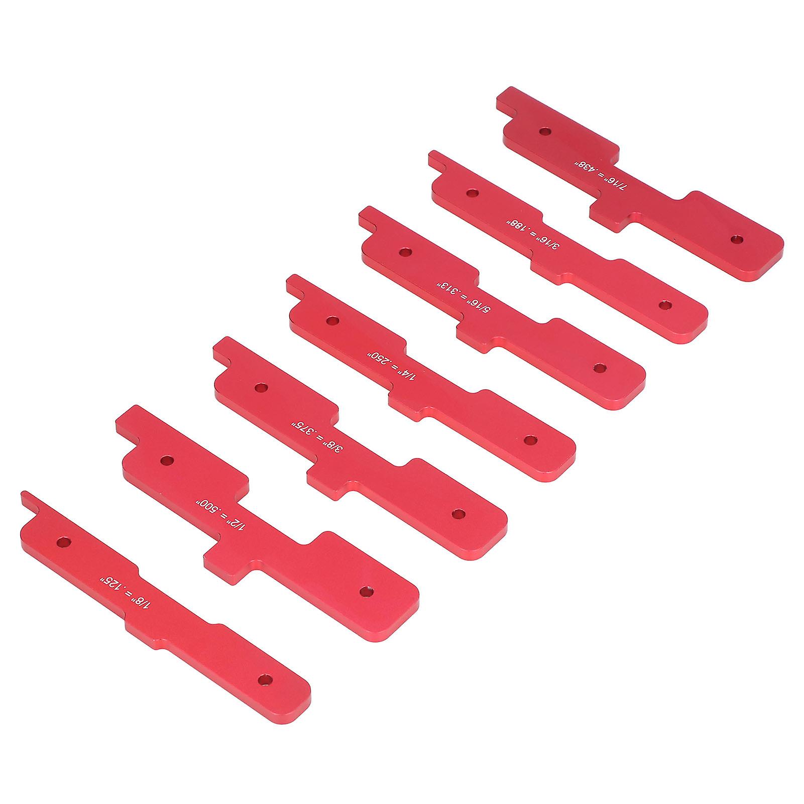 7Pcs Gauge Block Set Aluminum Alloy Saw Table Setup Bars Depth Test Distance Woodworking Measuring Block Red