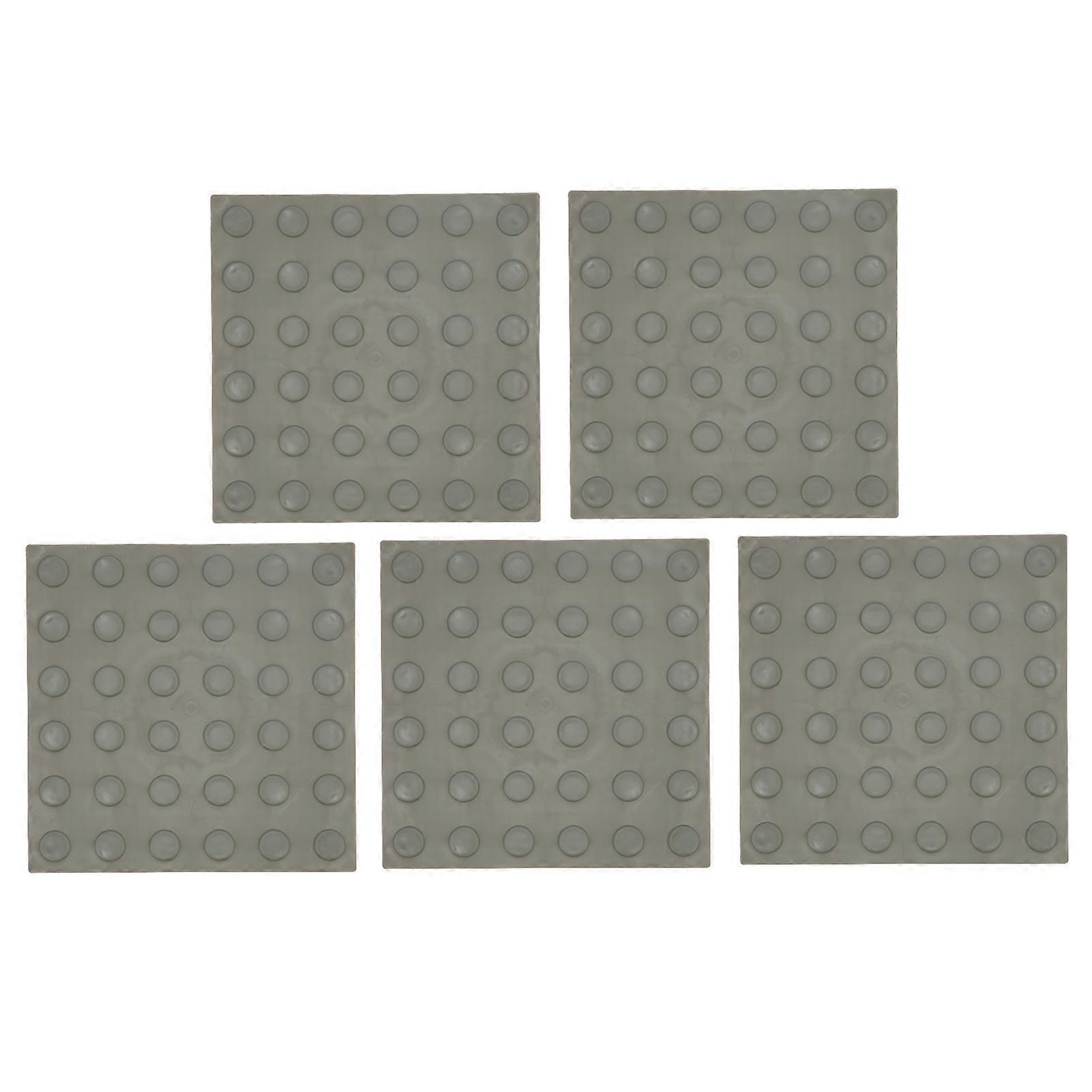 5PCS Rubber Non-Slip Flooring Warning Tactile Paving Blind Sidewalk Tile Road Base PlatesDot Gray