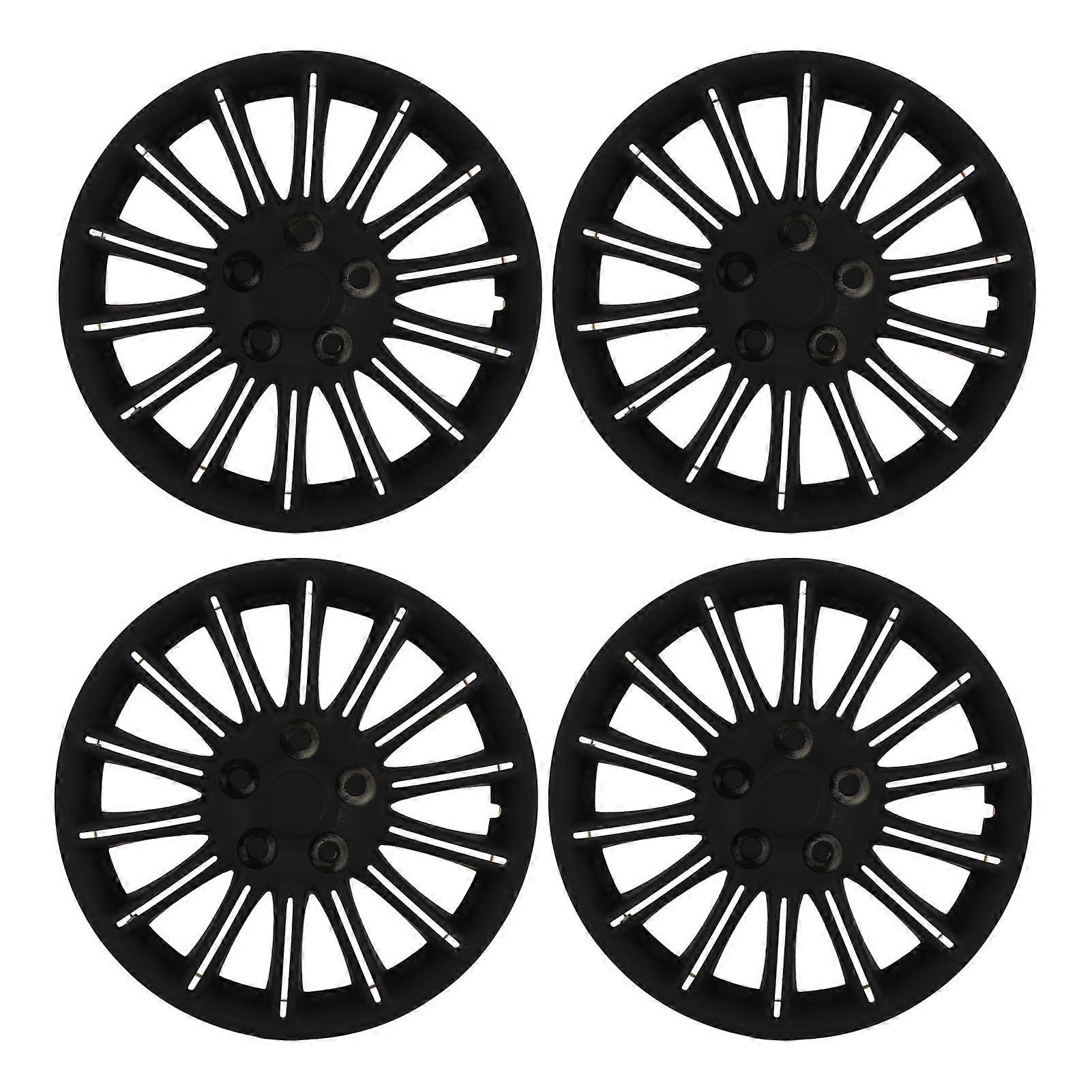 4Pcs Wheels Rim Cover 13 Inch Stylish Durable Sturdy Powerful Protection Black Hubcap Wheel Covers For Most Cars Trucks Vans E2U711
