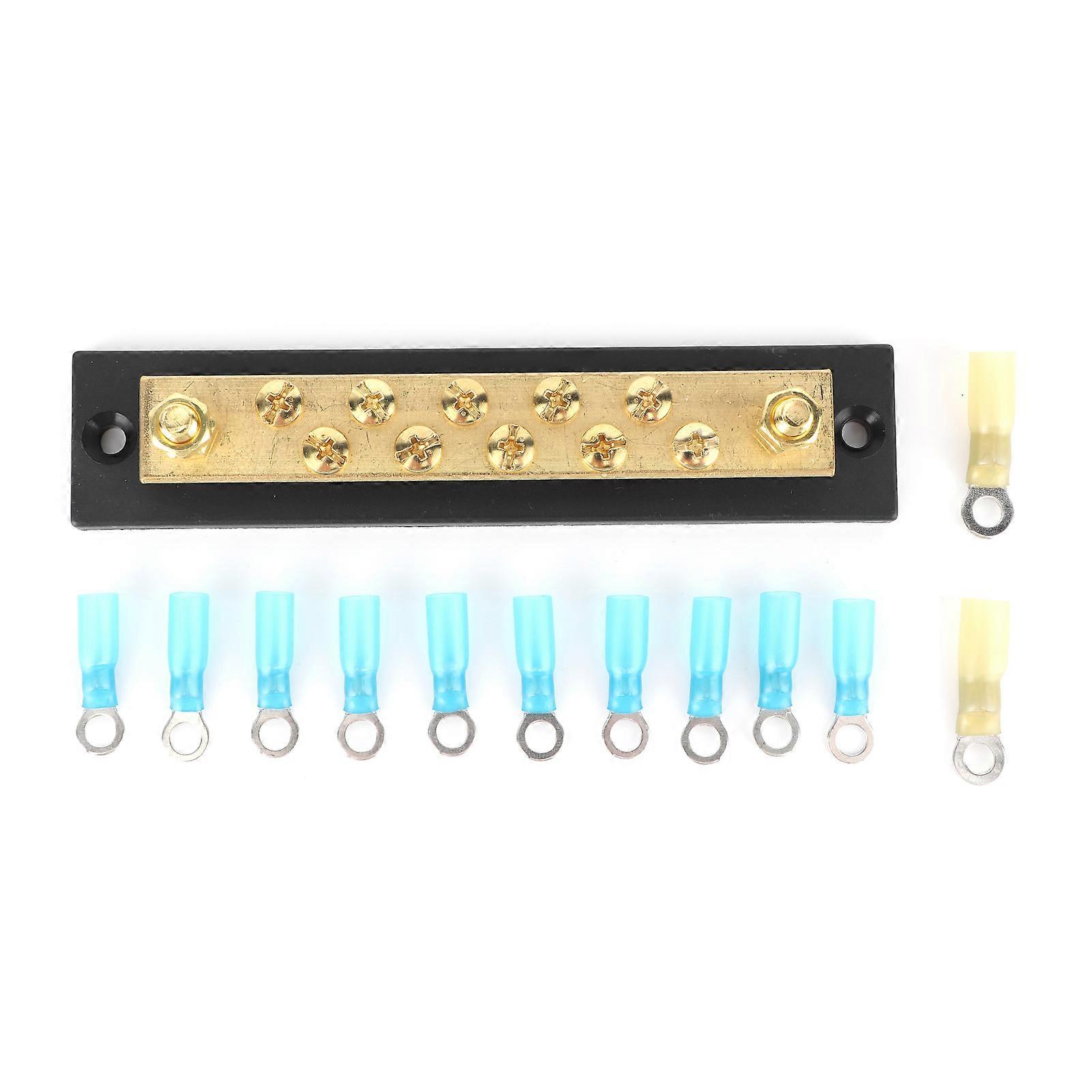 Integrated Bus Bar Busbar Board Dual Row 10 Position M6 Terminal Stud 150A DC 48V for Truck Car Yacht Boat E2U411