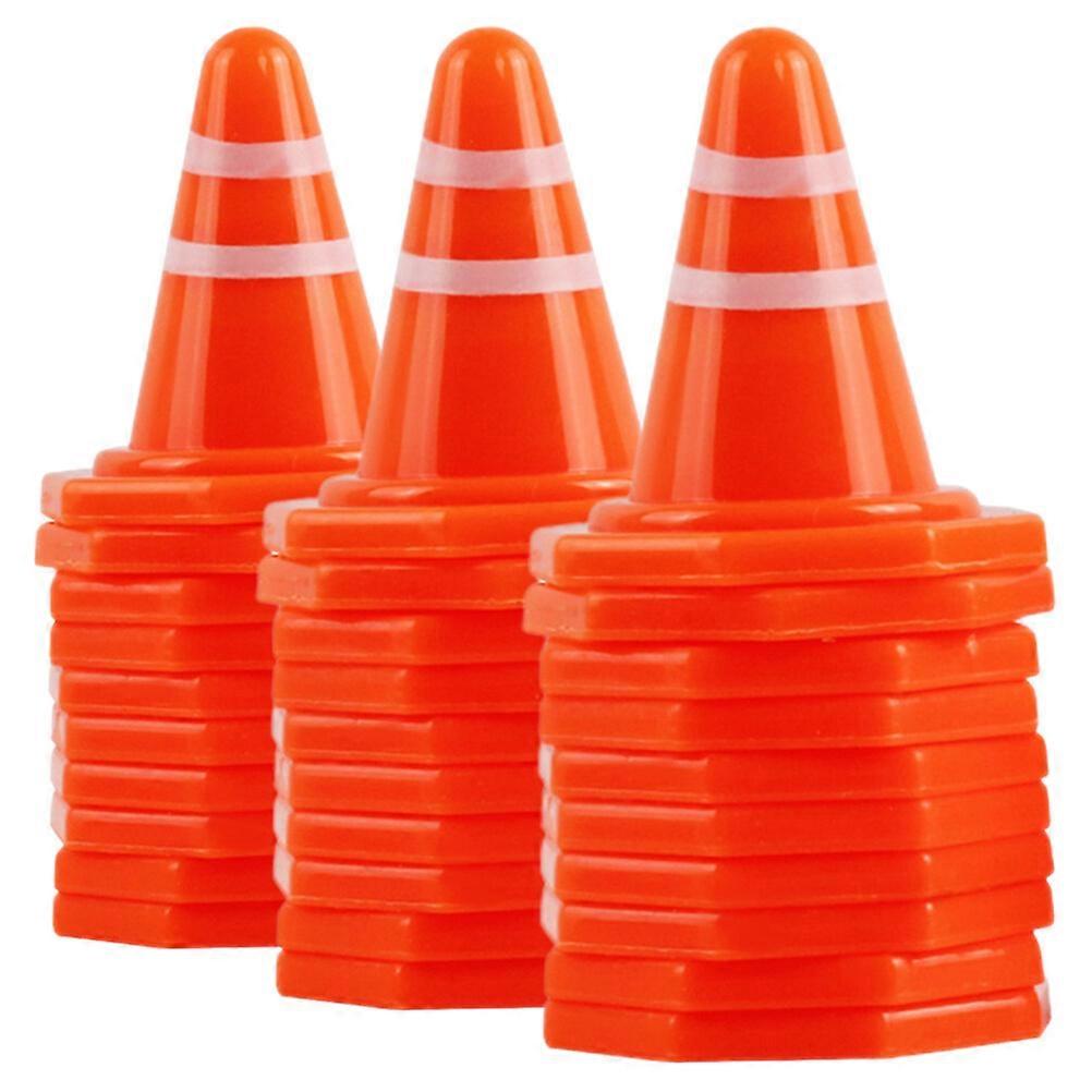 50pcs Mini Traffic Cones Tiny Simulation Safety Roadblocks Simulation Traffic Sign Models