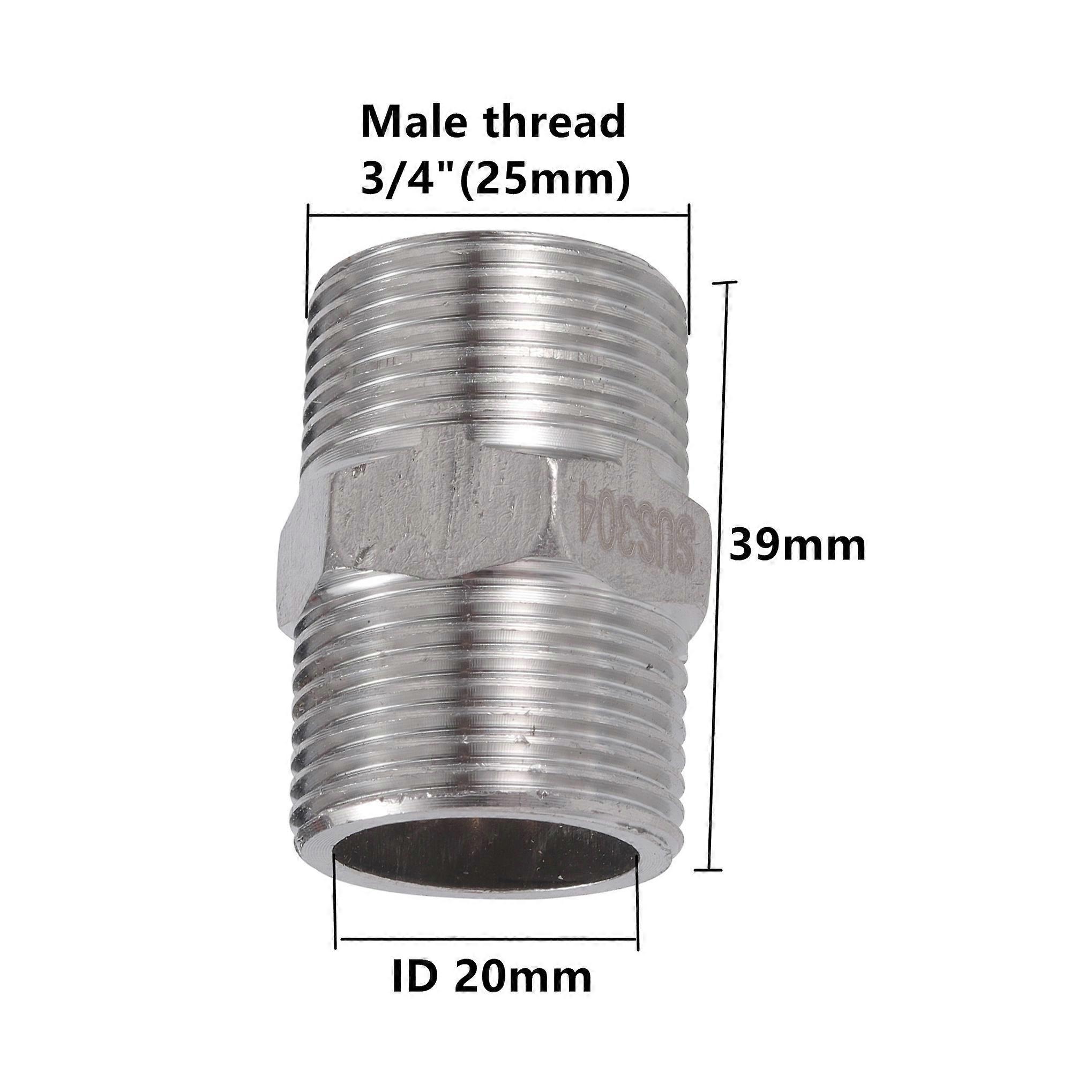 1/2"3/4 Male Thread Straight Connector 304 Stainless Steel Tap Adapter Irrigation Watering System Connector Conversion Coupling