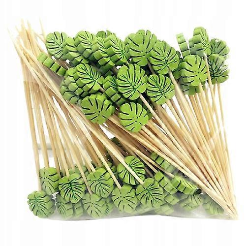 Decorative Bamboo Toothpicks 100 Pcs Monstera Leaf