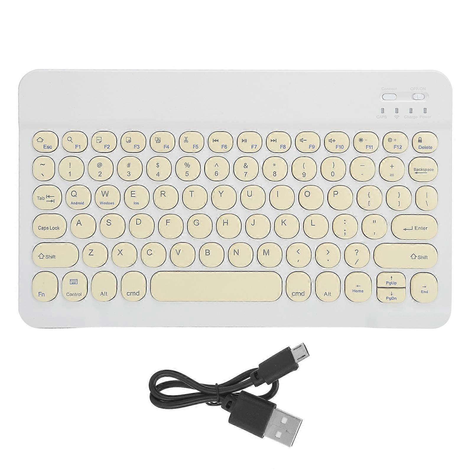 Wireless Bluetooth Keyboard Tablet Smartphone Computer Accessories Round Cap 10inYellow
