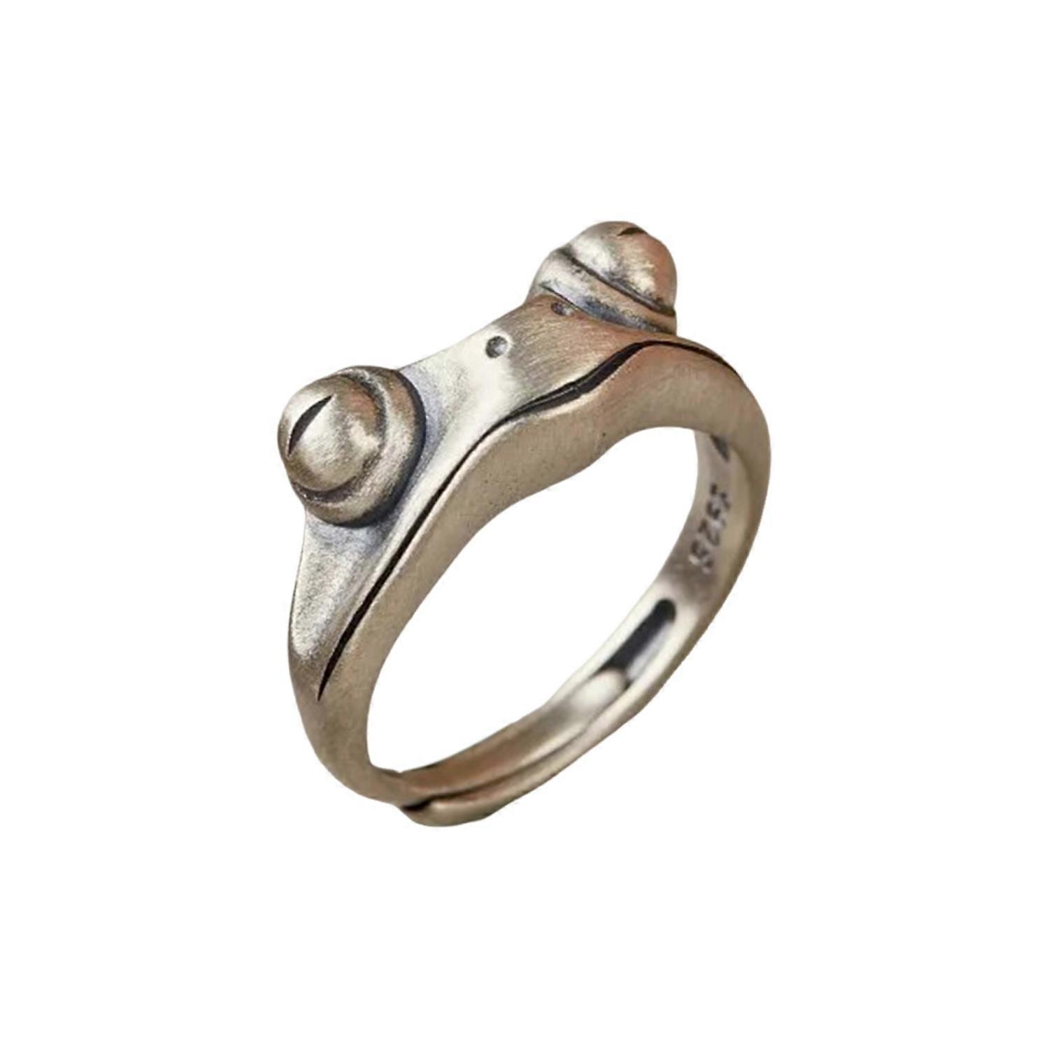 BoSaiD Handmade Frog Ring Polished Alloy Adjustable Open Ring 3D Smooth Surface Polished Lightweight