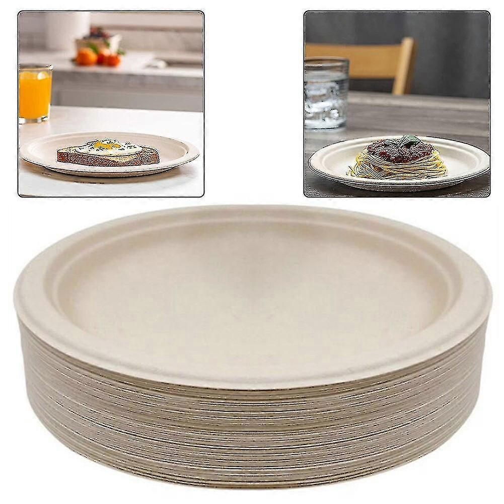 10inch 50pcs Compostable Plates Super Rigid Biodegradable Disposable Bagasse Plates Environmentally