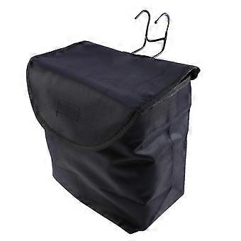 1PC Canvas Basket Foldable Front Hanging Storage Carrier Bag with Cover for Cycling (Black)