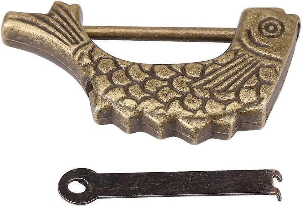 Serrure en Forme de Poisson en Mtal Serrure en Forme de Poisson en Bronze Antique Ancien Cadenas Chinois avec Cl pour Bo?te Bijoux Tiroir 59 31mm