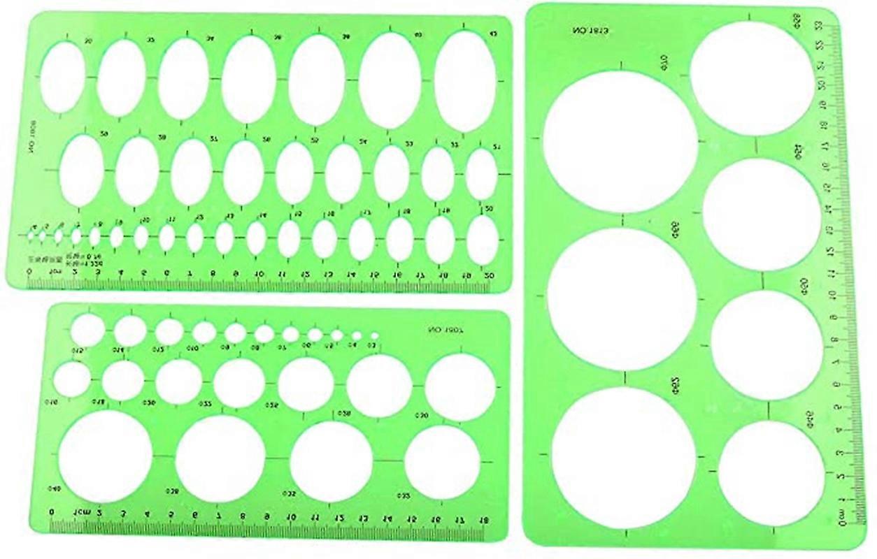 Architectural Design Circle Tool Measurement Template Drawing Ruler - 3 Pieces