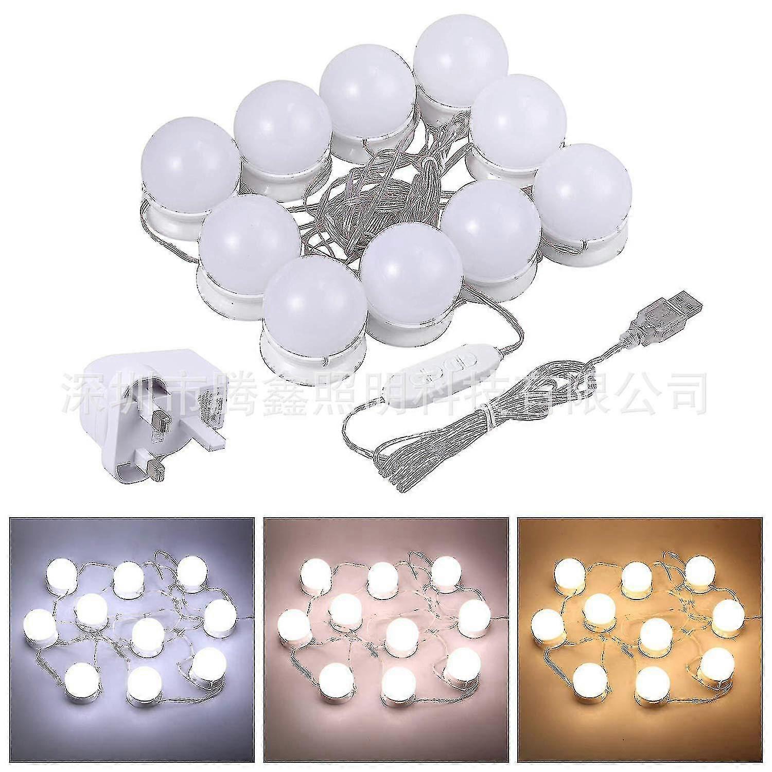 Hollywood Style Led Mirror Lamp - Vanity Light - 10 Dimmable Bulbs - 7000k