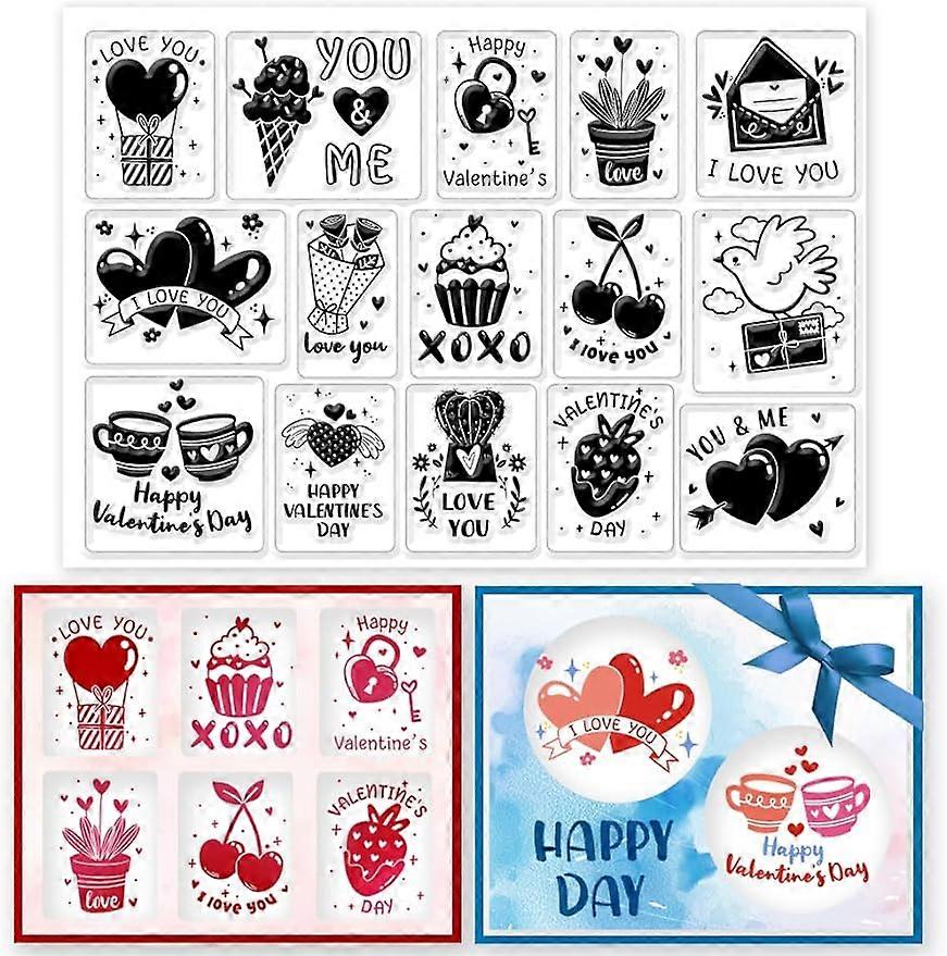1Sheet Valentine's Day Love Words Clear Stamps