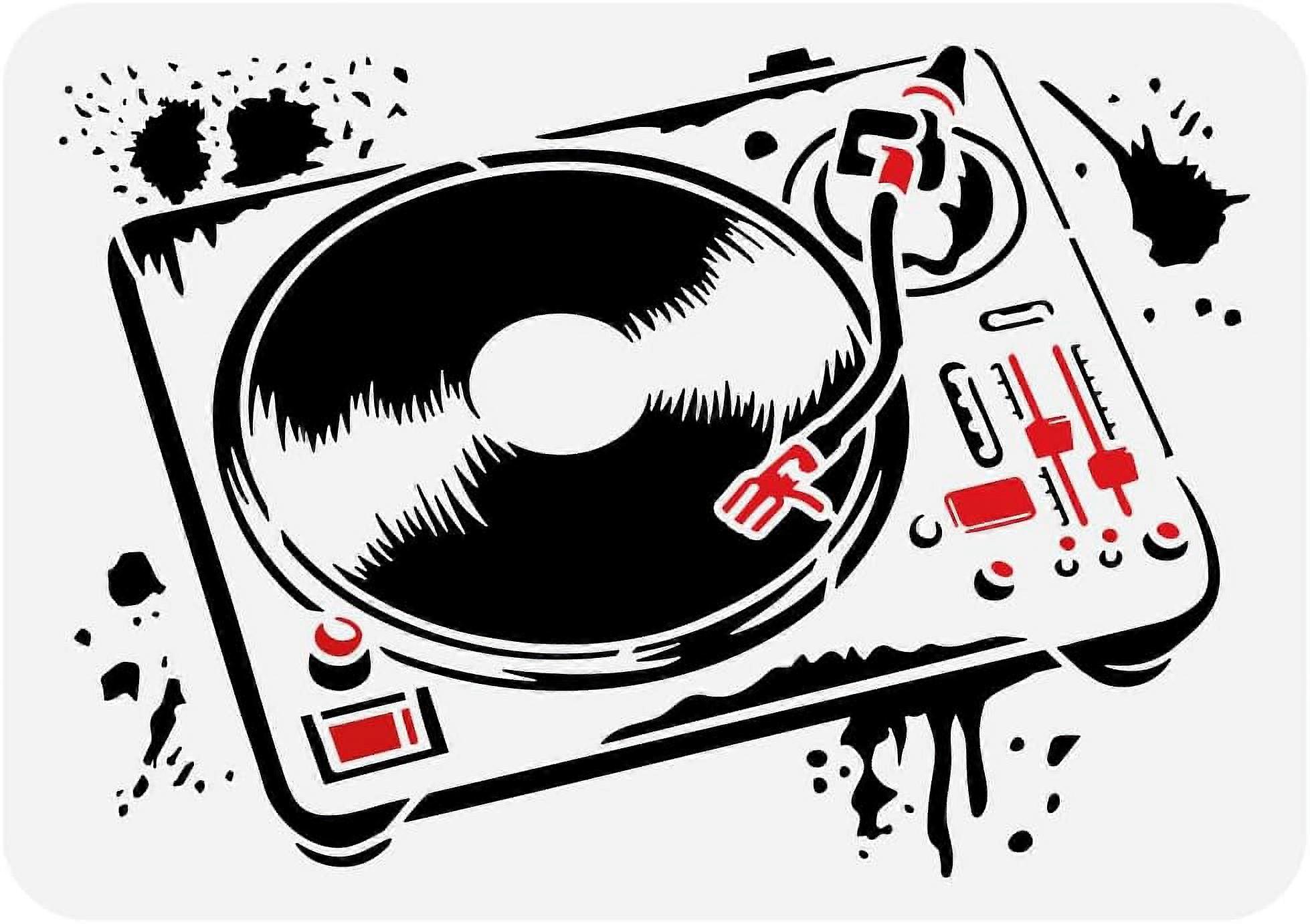 Record Player Painting Stencil 8.3x11.7inch Reusable Graffiti Turntable Template for Painting